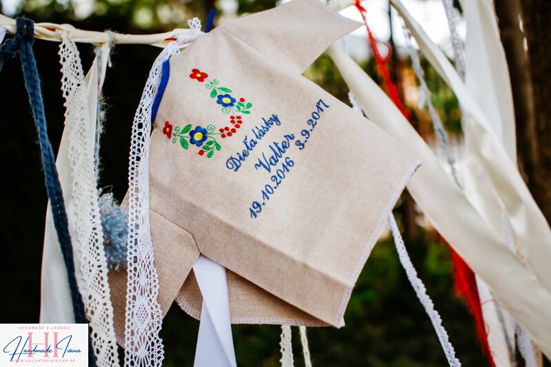 K15 - košieľka na krst ľan - modrá