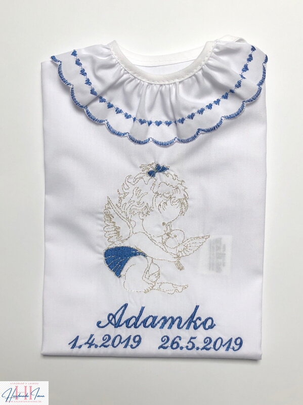 K34 - košieľka na krst tmavo modro strieborná