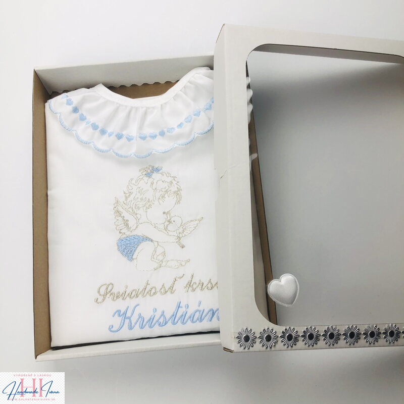 K34 - krstová košieľka modrá strieborná