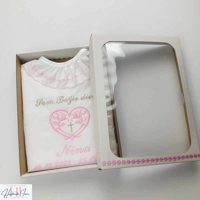 K42 - krstová košieľka ružová strieborná