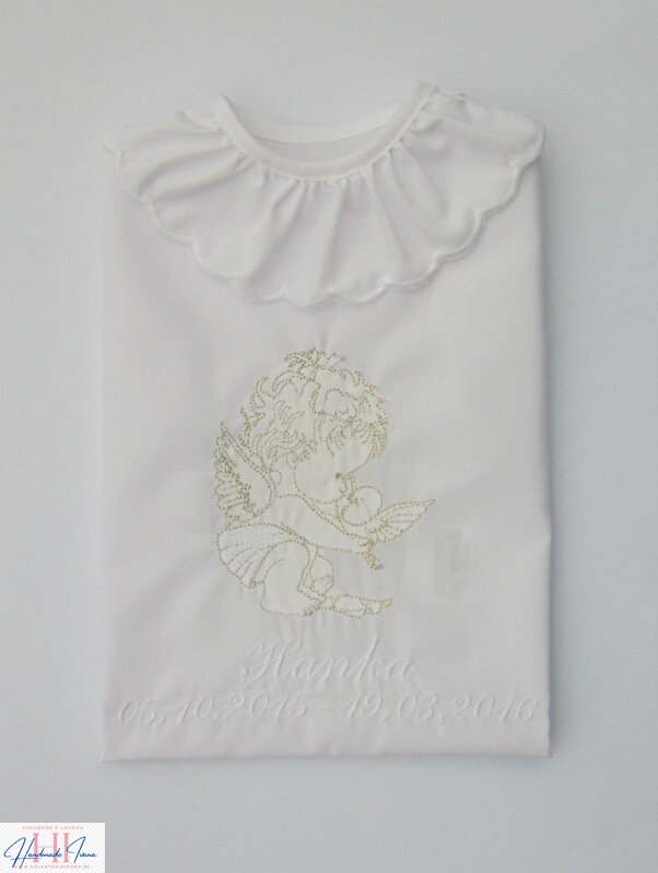 K34 - košieľka na krst bielo strieborná