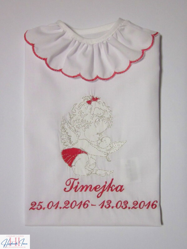 K34 - košieľka na krst červeno-strieborná