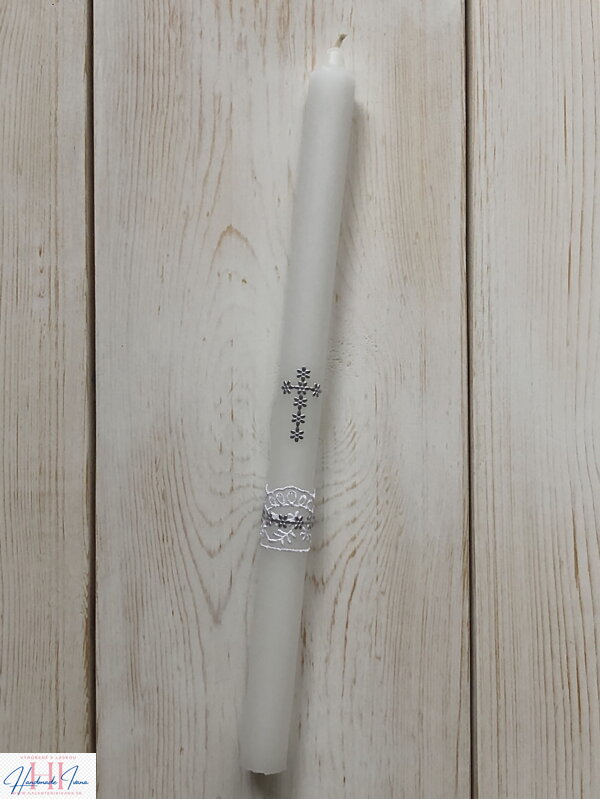 Sviečka na krst strieborný krížik