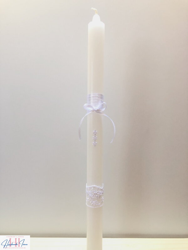 Sviečka na krst biele kvietky