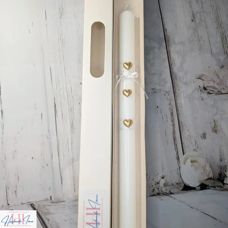 Sviečka zlaté srdiečka, na krst, na prvé sväté prijímanie s chránitkom 