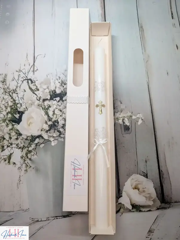 Sviečka zlatý krížik s chránitkom