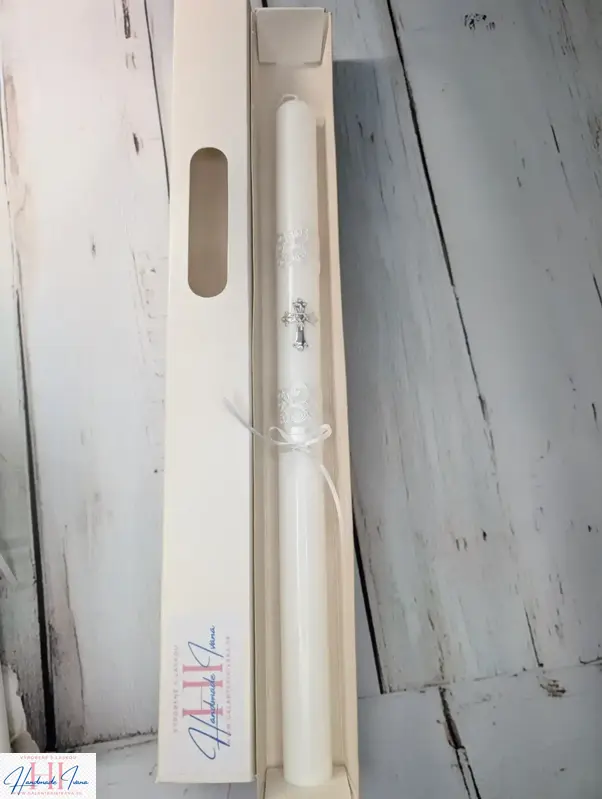 Sviečka strieborný krížik s chránitkom