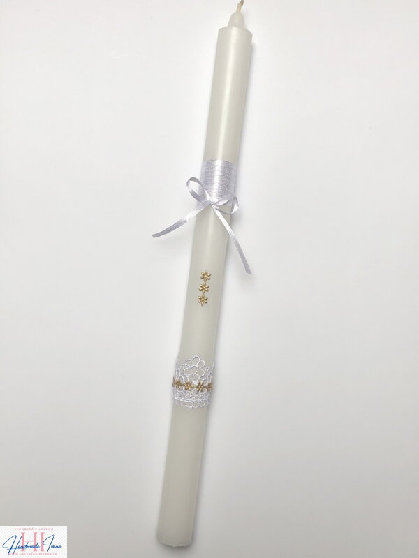 Sviečka na krst zlaté kvietky