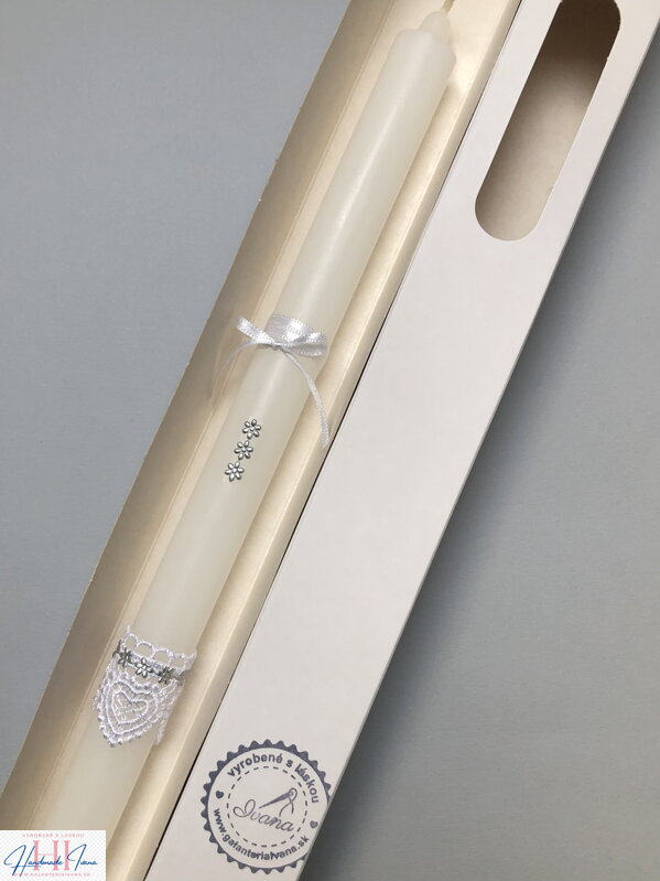 Sviečka na krst strieborné kvietky