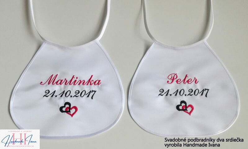 Svadobné podbradníky Dva srdiečka