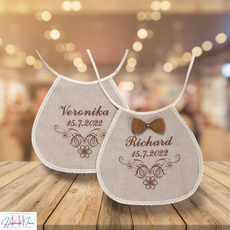 Svadobné podbradníky Ona a on ražné Originál s menom a dátumom