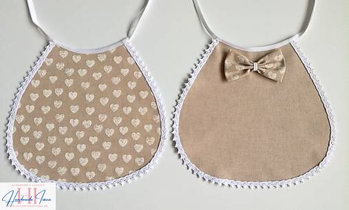 Svadobné podbradníky Ona a on ražné Srdiečka biele malé plné