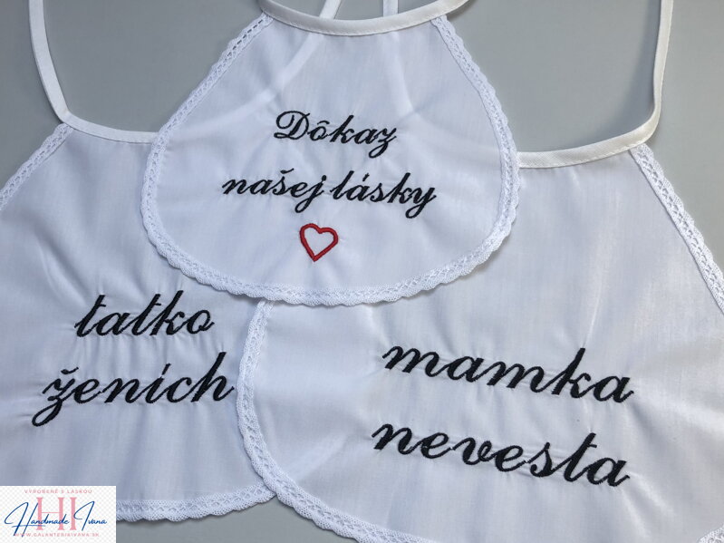 Svadobné podbradníky Rodinka bavlnené