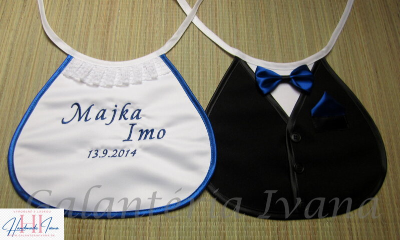 Svadobné podbradníky Sme svoji s výšivkou tmavo modré