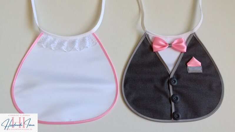 Svadobné podbradníky Sme svoji bez výšivky šedo-ružové