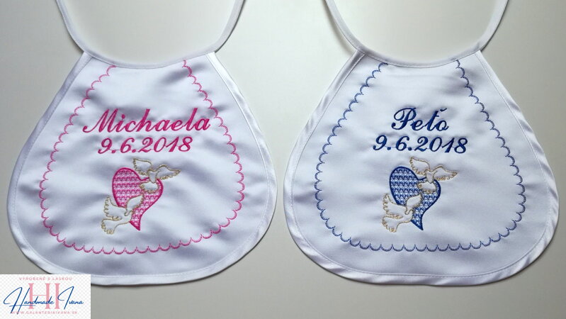 Svadobný podbradník Srdce a holúbky farba podľa výberu