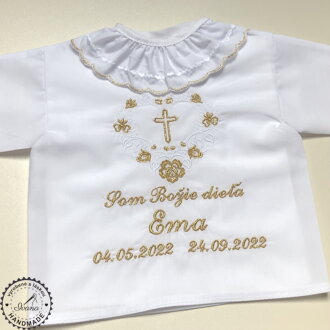 K05 - košieľka na krst biela so zlatou