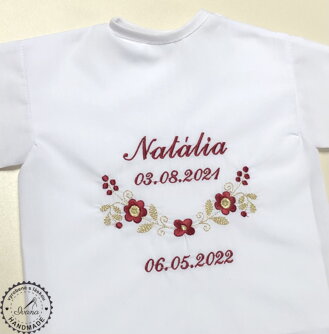 K09 - košieľka na krst bordová so zlatou