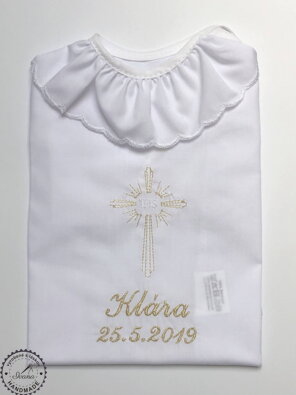 K16 - košieľka na krst bielo-zlatá