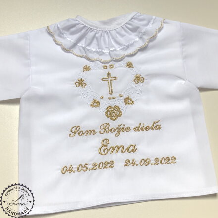 K05 - košieľka na krst biela so zlatou