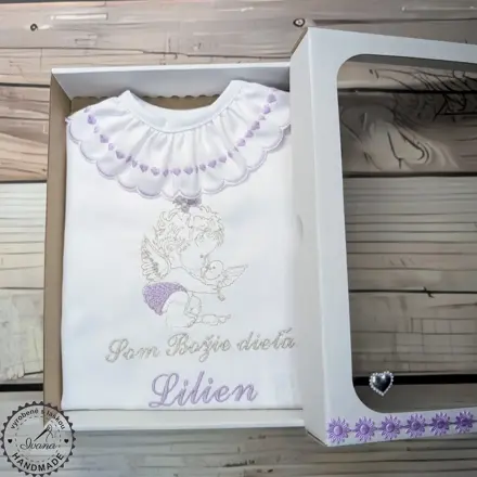 K34 - krstová košieľka fialová stireborná