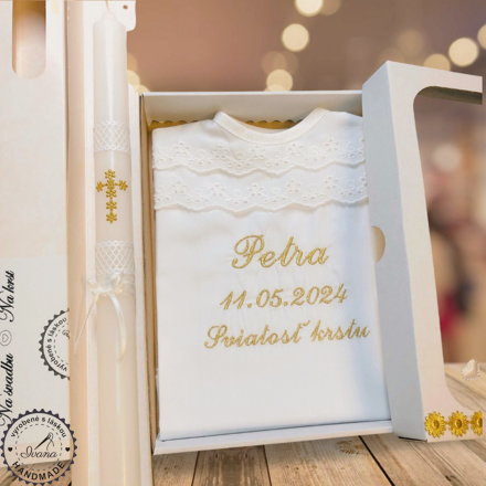 Košieľka na krst k39 + Sviečka na krst krížik