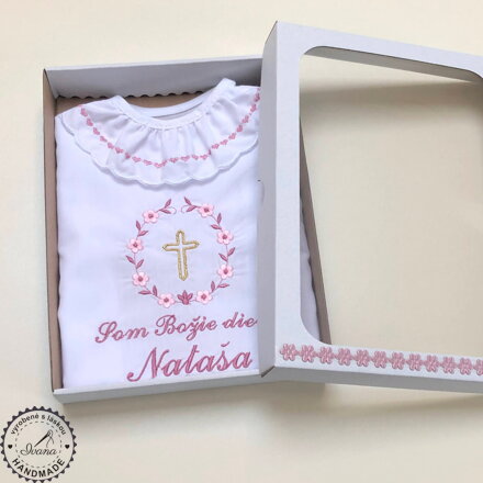 k01 - košieľka na krst dve ružové so zlatou