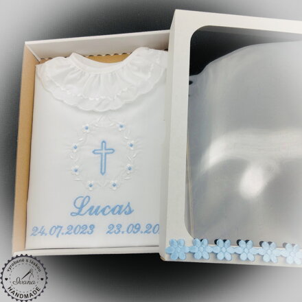 K01 - krstová košieľka bielo-modrá