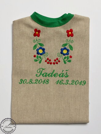 K15 - košieľka na krst ľan - zelená
