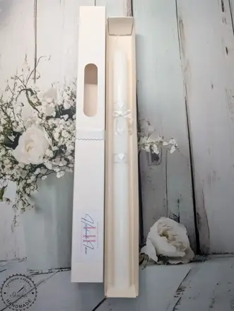 Sviečka biele srdiečka s chránitkom