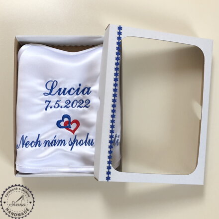 Svadobné podbradníky Nech nám spolu chutí modrá s červenou