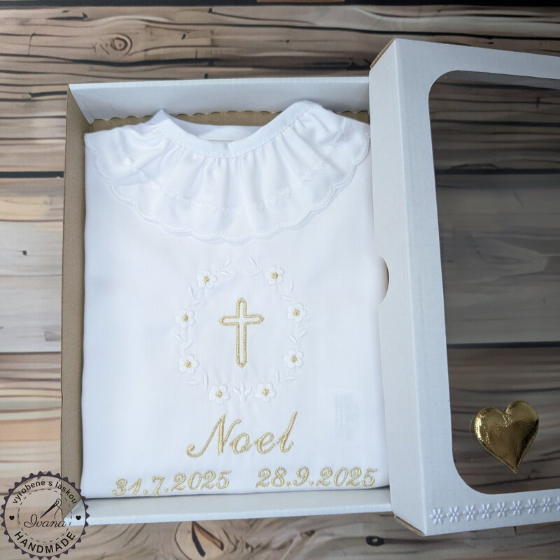 Košieľka na krst bielo-zlatá