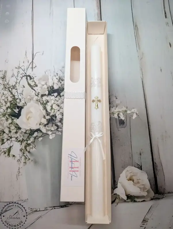 Sviečka zlatý krížik s chránitkom