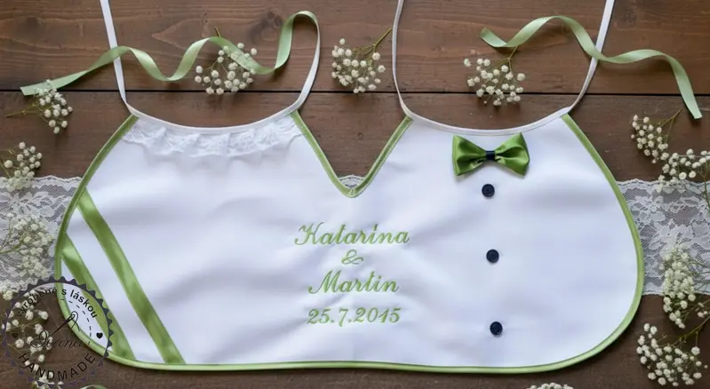 Dvojitý svadobný podbradník Ona a on maxi