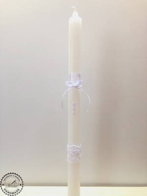 Sviečka na krst biele kvietky